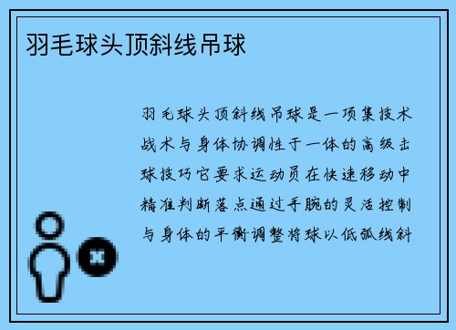 羽毛球头顶斜线吊球